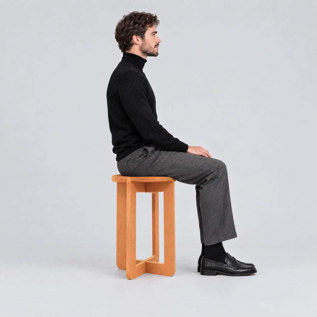 Sitting on the stool