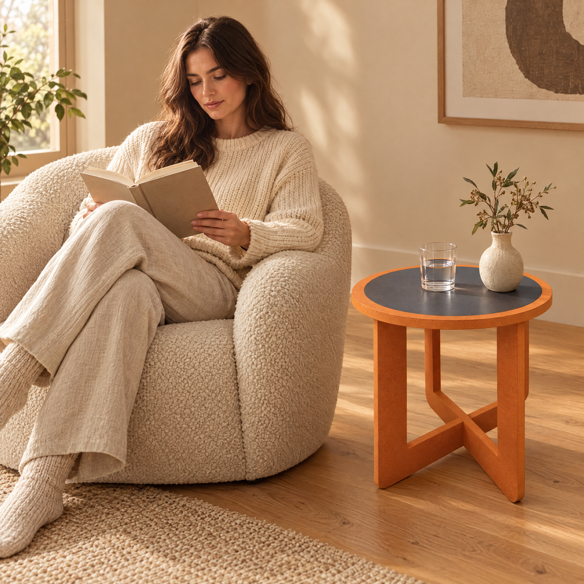 Side table next to an armchair